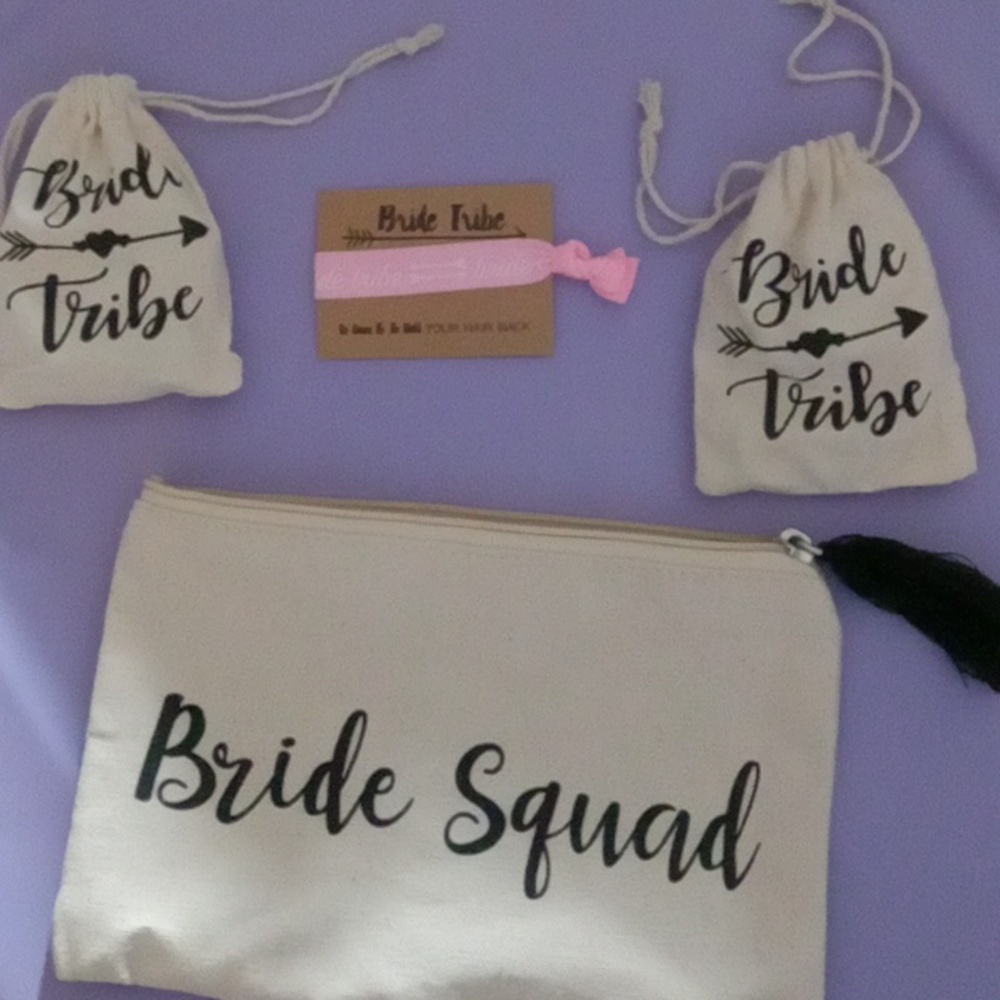 Bride tribe makeup bag and 2 small bags with it. New
